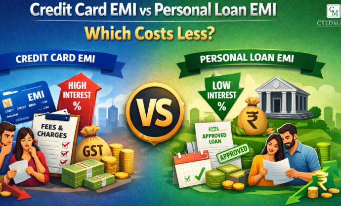 Credit Card EMI vs Personal Loan EMI cost comparison illustration