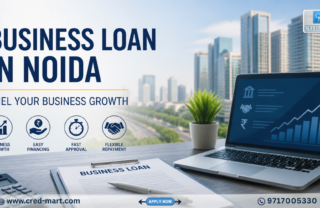 Business loan in Noida feature image showing business growth, funding solutions, and financial support for startups and MSMEs.
