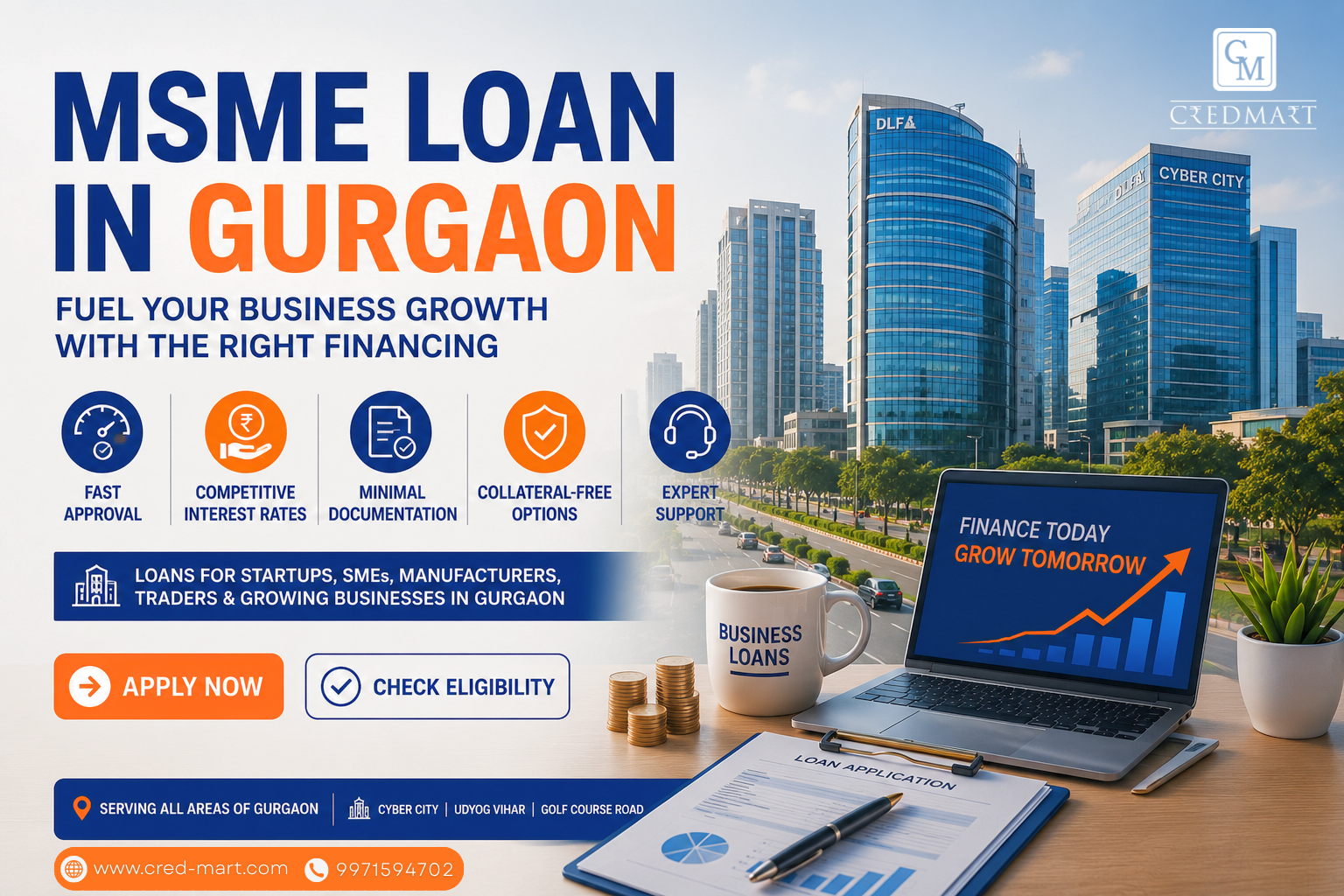 MSME Loan in Gurgaon - Business loan solutions for startups, SMEs, manufacturers and traders with fast approval, collateral-free funding and working capital finance